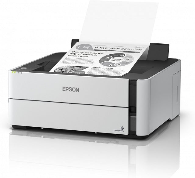 Epson - EcoTank M1180 - Impresora Monocromatica - Impresion 39ppm Duplex hasta A4 oficio -sobre No.10 - Gramaje 64g/m2 - 165g/m2 - Bandeja 251 hojas, 10 Sobres, 30 tarjetas - RED 100 Base-T, USB, WiFi, WiFi Direct - Ciclo maximo 20,000pag - 2 años con reg
