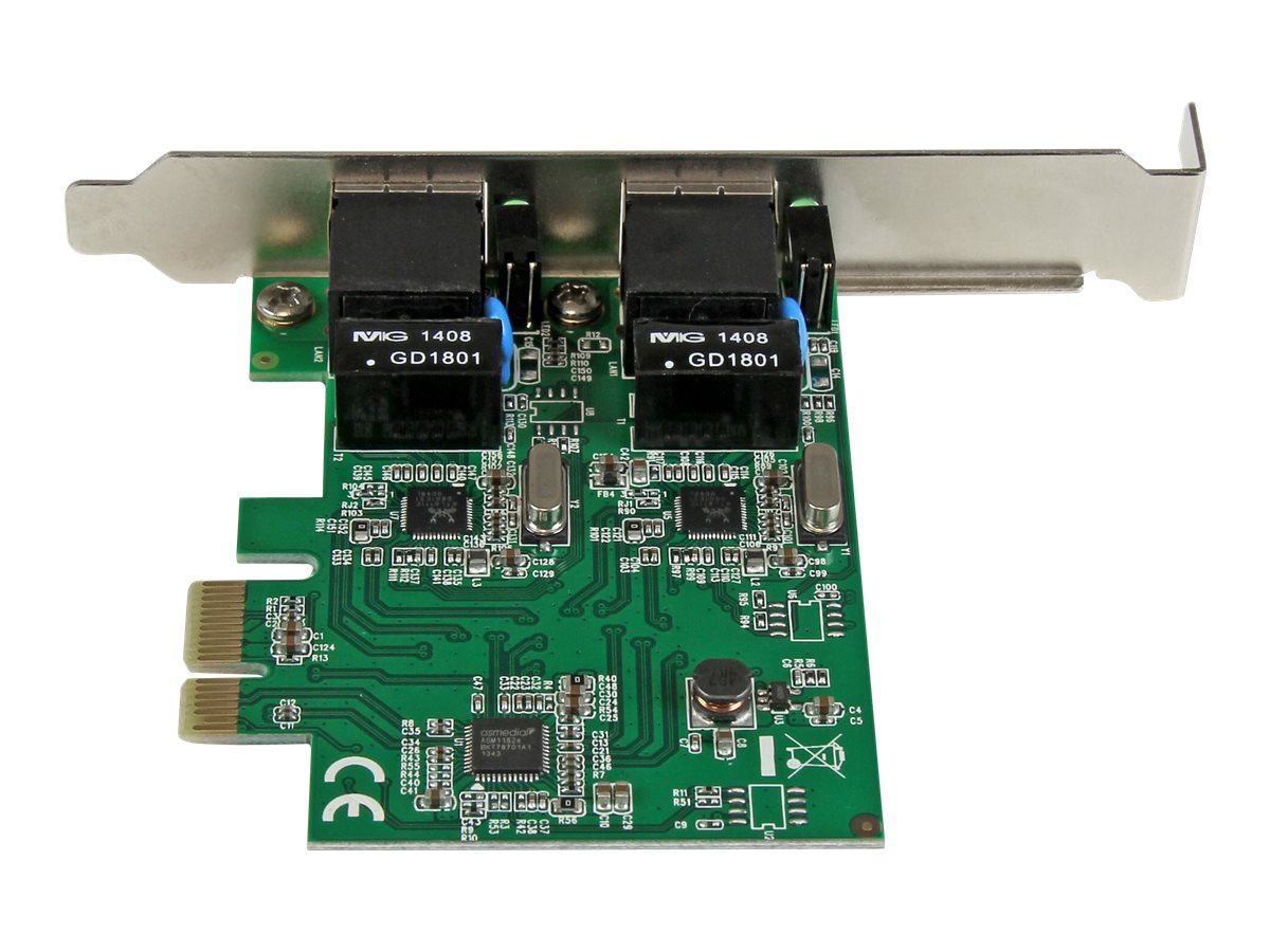 StarTech.com Adaptador Tarjeta de Red NIC PCI Express PCI-E de 2 Puertos Ethernet Gigabit - 2x RJ45 Hembra - Adaptador de red - PCIe perfil bajo - Gigabit Ethernet x 2 - para P/N: ET91000SM10, ET91000SM20-2