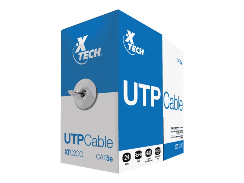 Xtech - Cable al por mayor - RJ-45 (M) a RJ-45 (M) - 305 m - UTP - CAT 5e - gris-1