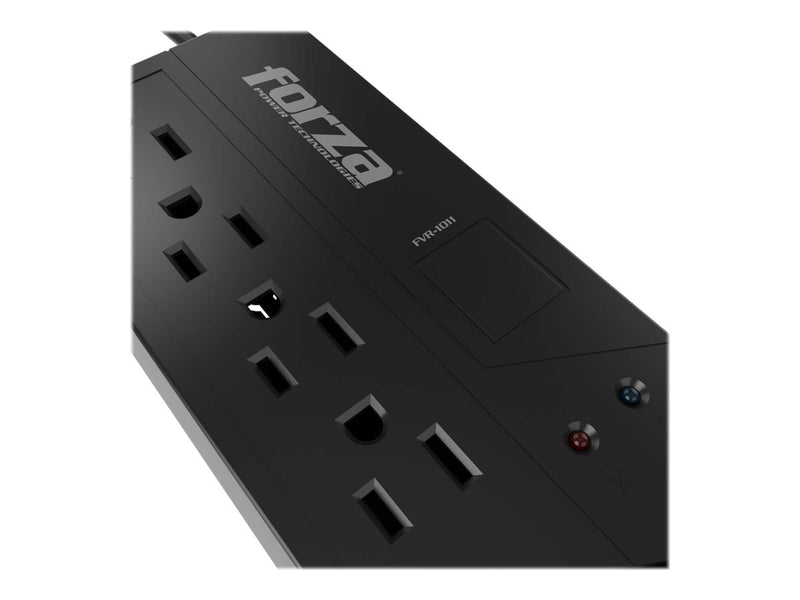 Forza FVR Series FVR-1011 - Regulador automático de voltaje (montaje en pared) - CA 115 V - 500 vatios - 1000 VA - conectores de salida: 4 - negro-4