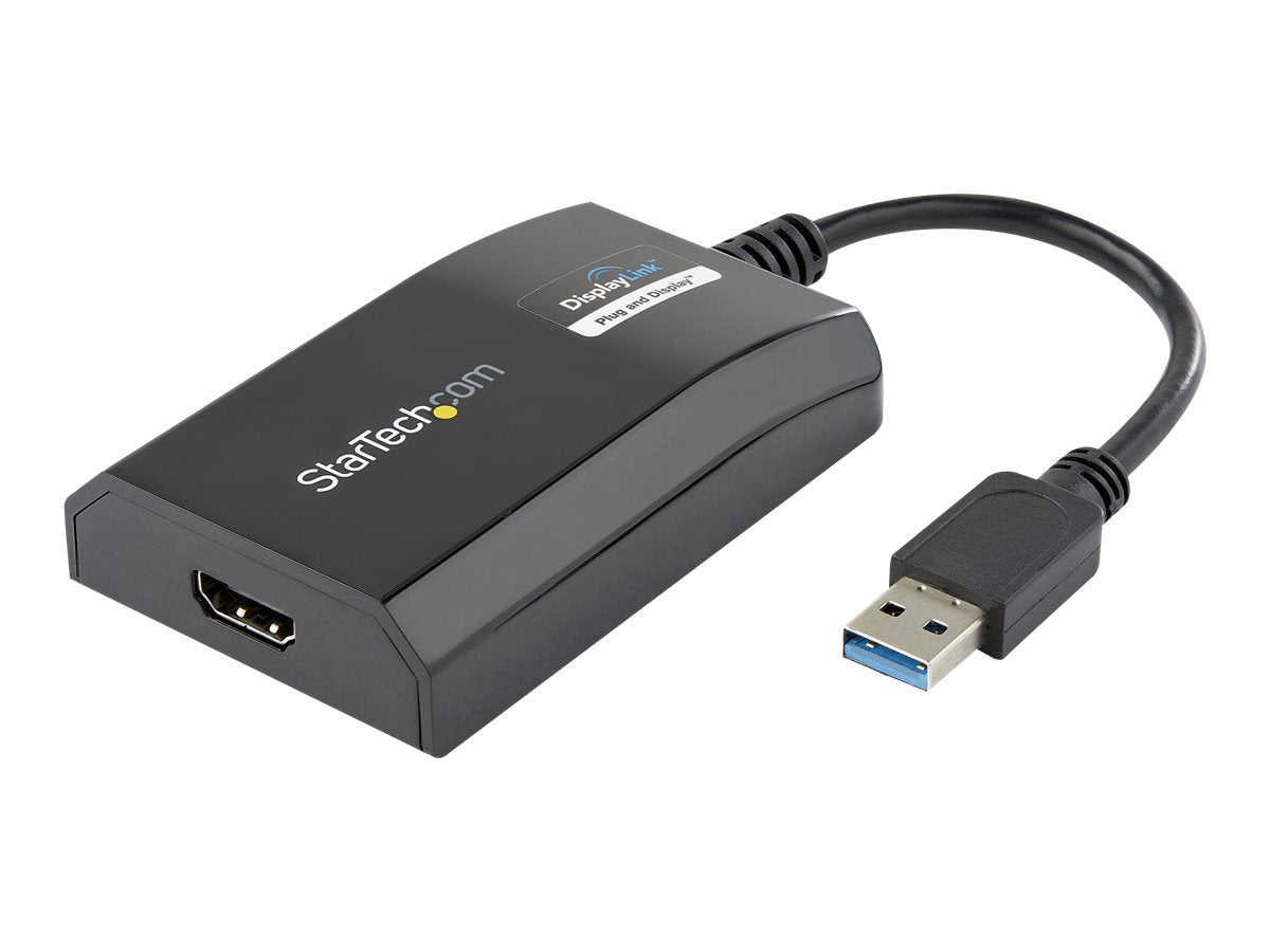 StarTech.com Adaptador Gráfico Externo Multi Monitor USB 3.0 a HDMI HD Certificado DisplayLink para Mac y PC - Tarjeta Gráfica Externa - Cable adaptador - USB Tipo A macho a HDMI hembra - 16 cm - negro - admite 1920x1200 (WUXGA) - para P/N: HDDVIMM3, HDMM