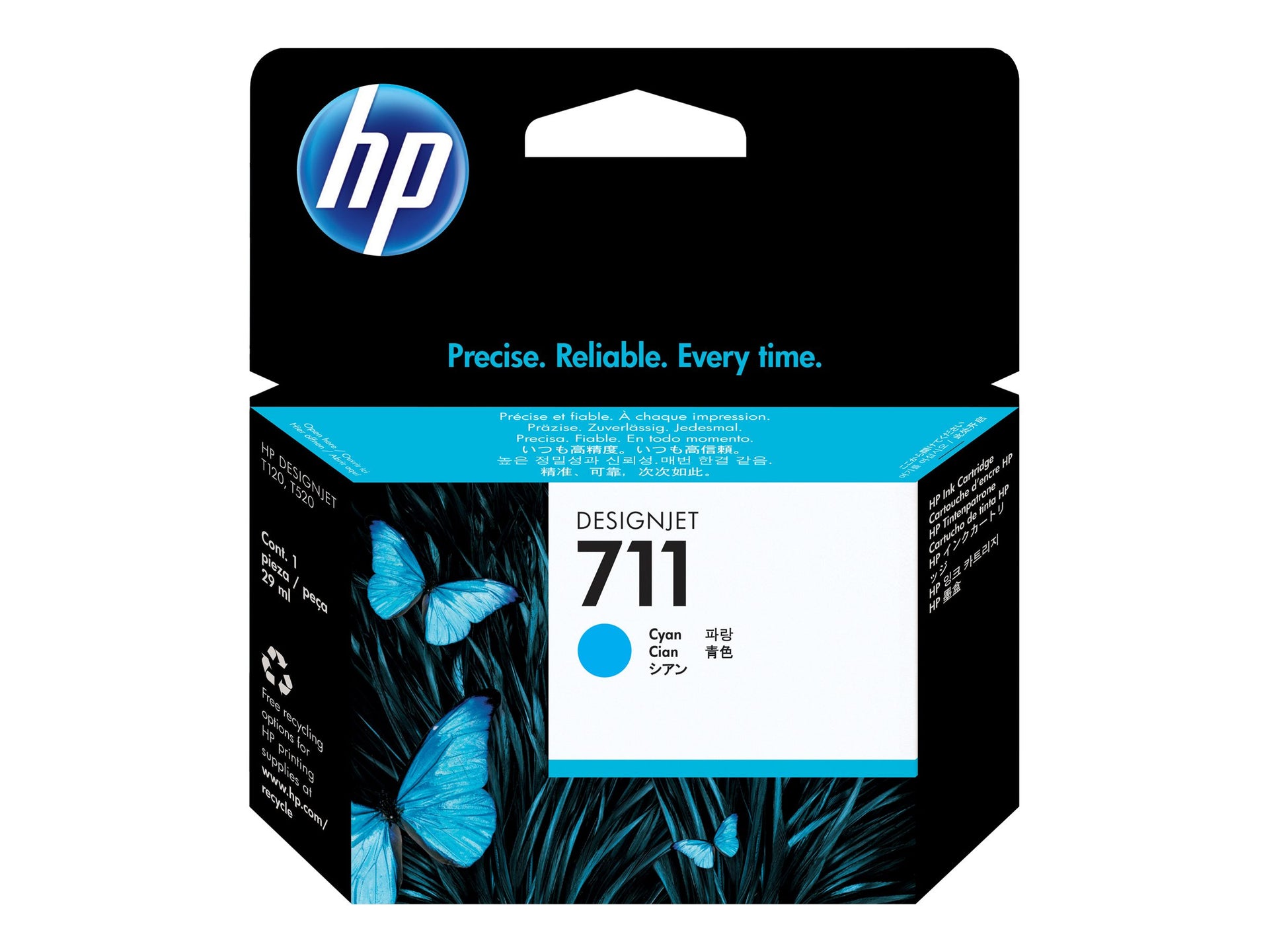 HP 711 - 29 ml - cián - original - DesignJet - cartucho de tinta - para DesignJet T100, T120, T120 ePrinter, T125, T130, T520, T520 ePrinter, T525, T530