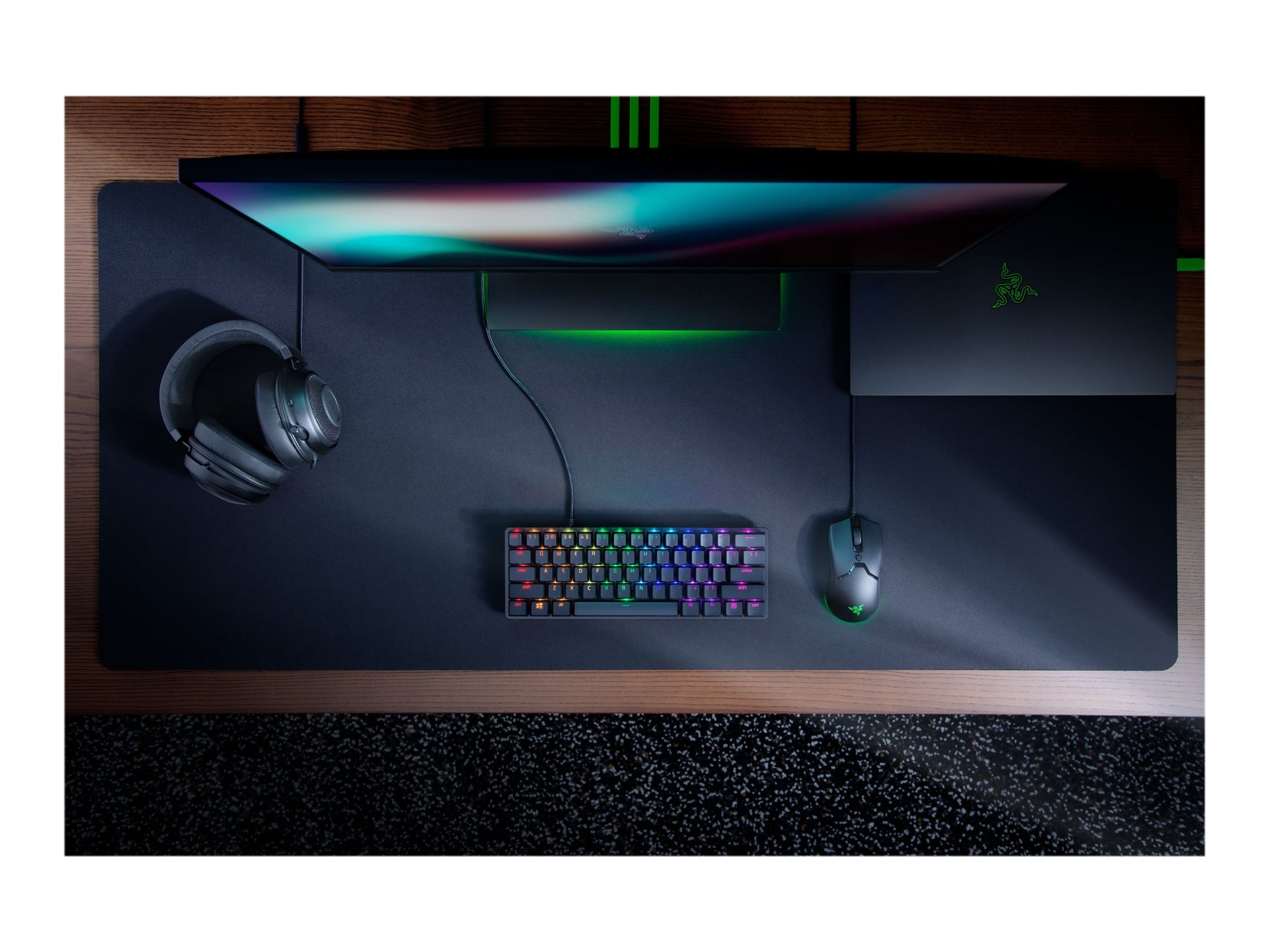 Razer Huntsman Mini - Teclado - retroiluminación - USB - QWERTY - EE. UU. - interruptor: Razer Clicky Optical Purple - negro