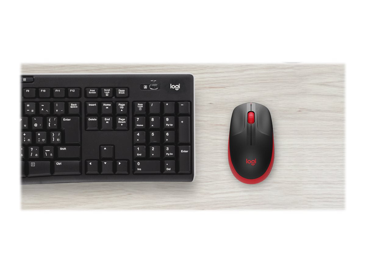 Logitech M190 - Ratón - óptico - 3 botones - inalámbrico - receptor inalámbrico USB - rojo-1