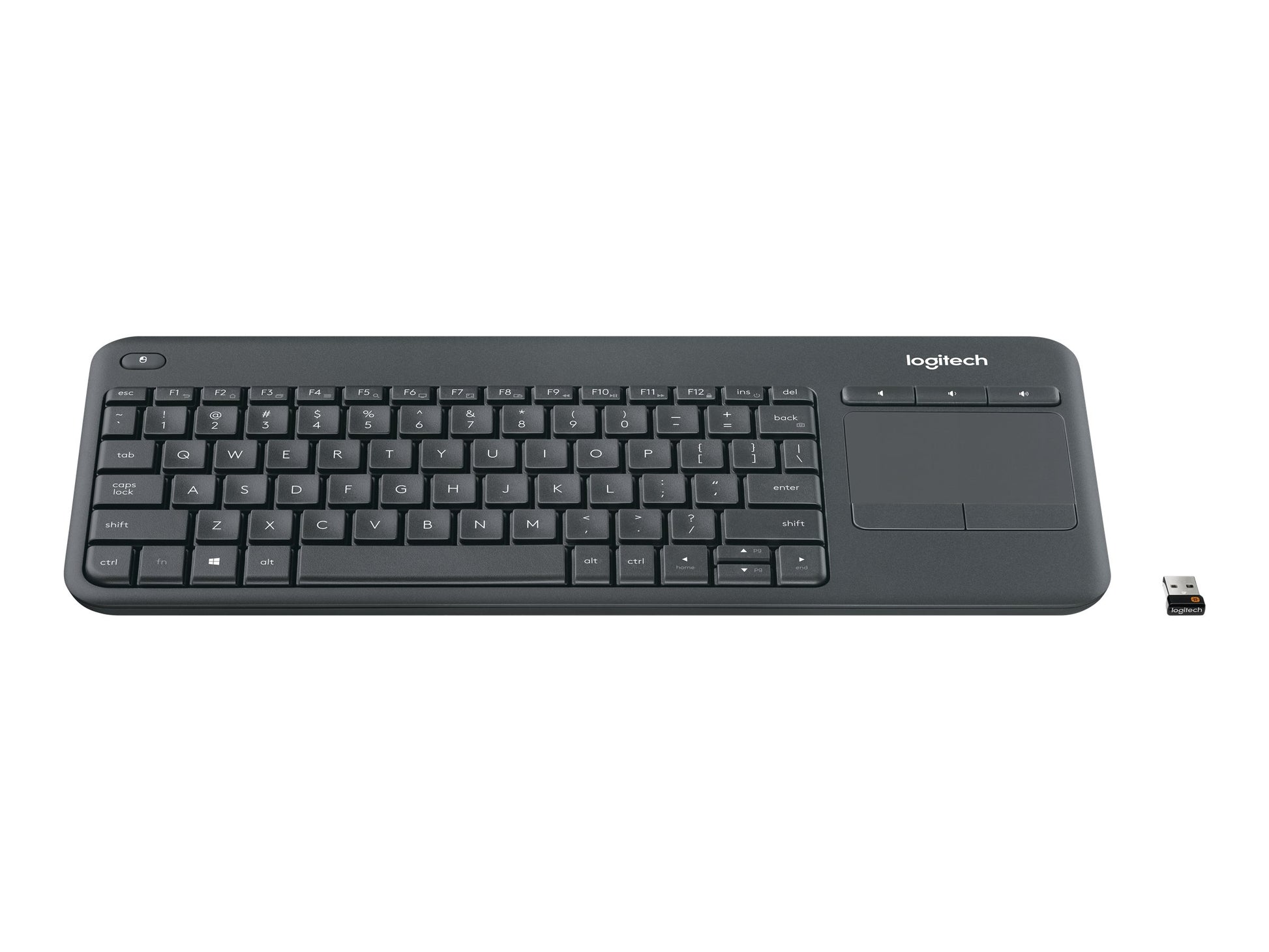 Logitech Wireless Touch Keyboard K400 Plus - Teclado - con panel táctil - inalámbrico - 2.4 GHz - negro-1