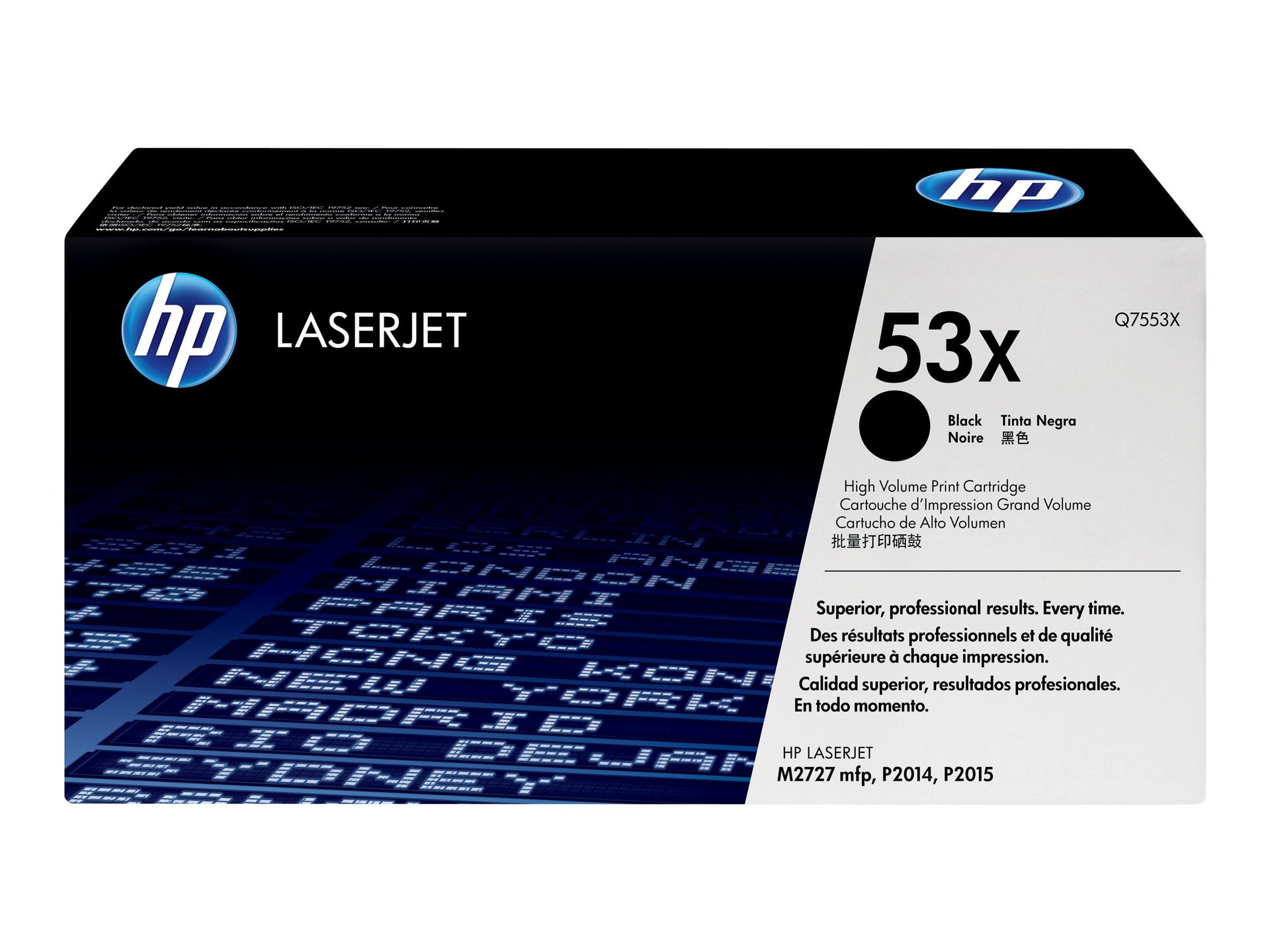 HP 53X - Alto rendimiento - negro - original - LaserJet - cartucho de tóner (Q7553X) - para LaserJet M2727nf MFP, M2727nfs MFP, P2014, P2014n, P2015, P2015d, P2015dn, P2015n, P2015x