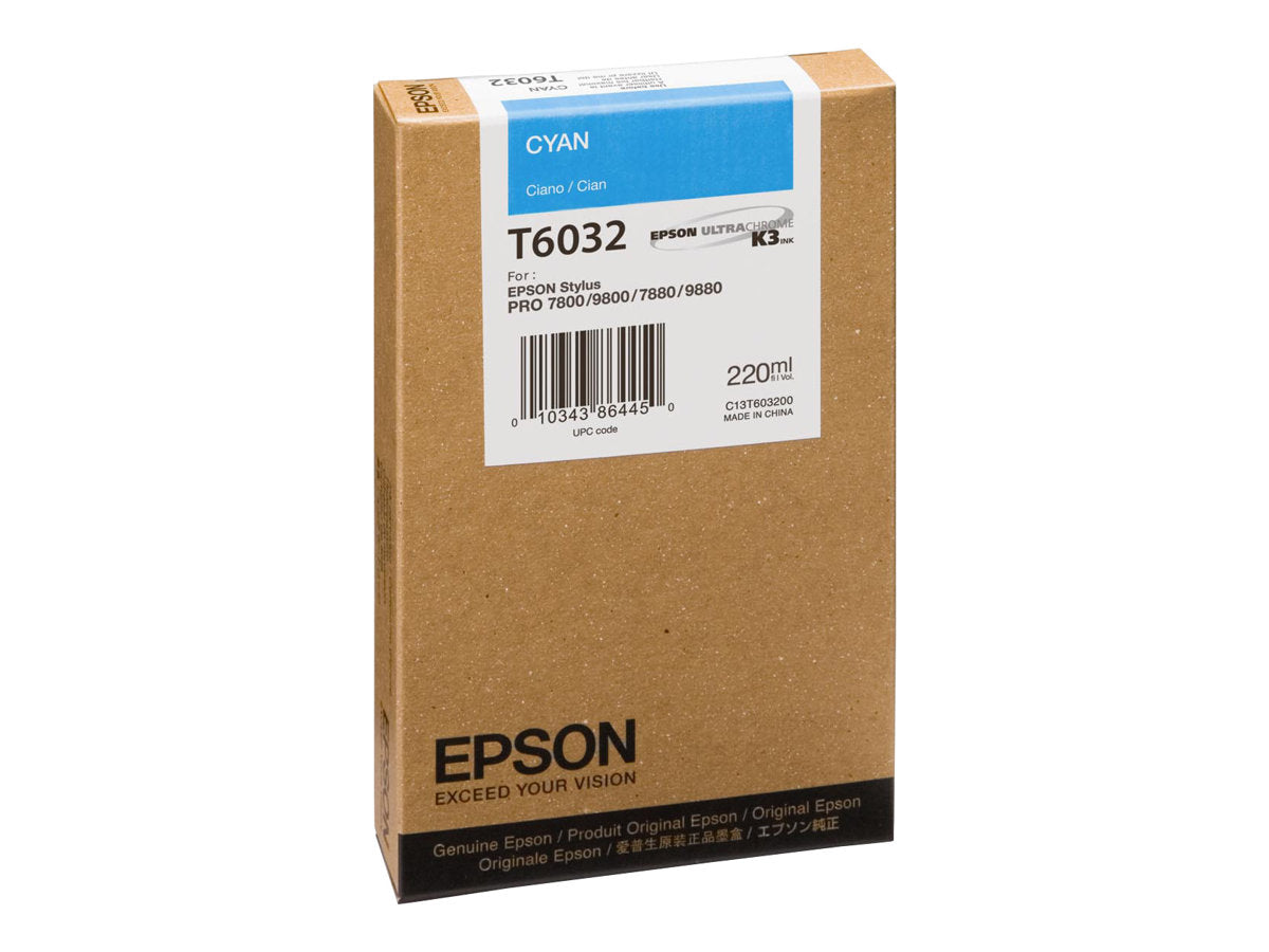 Epson T6032 - 220 ml - cián - original - cartucho de tinta - para Stylus Pro 7800, Pro 7880, Pro 9800, Pro 9880