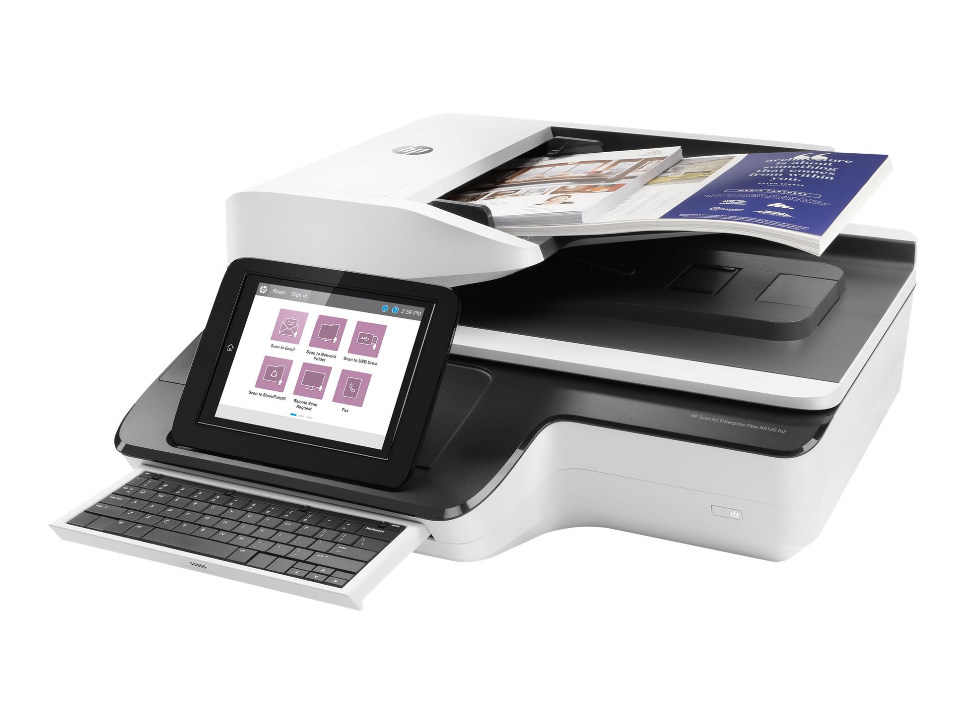 HP ScanJet Enterprise Flow N9120 fn2 - Escáner de documentos - plano: CCD / ADF: CIS - a dos caras - A3/Ledger - 600 ppp x 600 ppp - hasta 120 ppm (mono) / hasta 120 ppm (color) - Alimentador automático de documentos (ADF) (200 hojas) - hasta 20000 explor-3