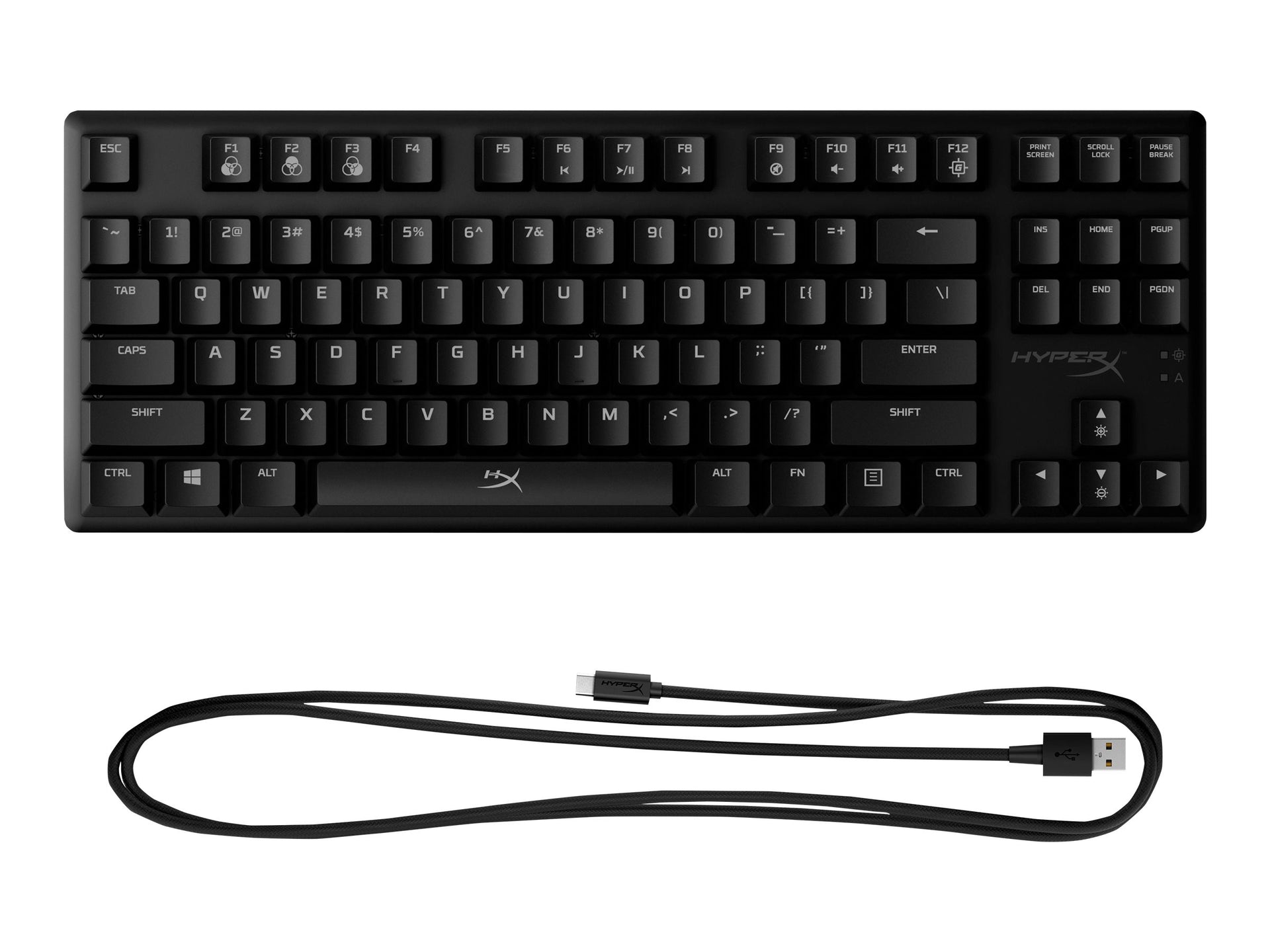 HyperX Alloy Origins Core - Teclado - retroiluminación - USB-C - QWERTY - EE. UU. - interruptor: HyperX Aqua - negro