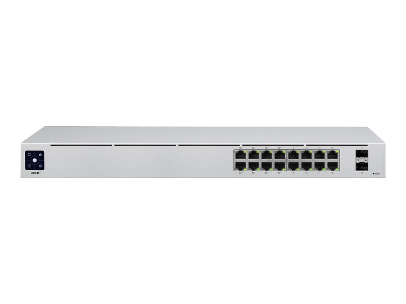 Ubiquiti UniFi Switch USW-16-POE - Conmutador - Gestionado - 16 x 10/100/1000 (8 PoE+) + 2 x Gigabit SFP - montaje en rack, sobremesa - PoE+ (42 W)-1