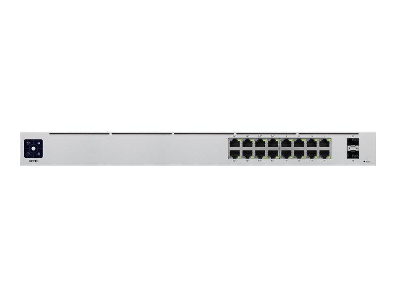 Ubiquiti UniFi Switch USW-16-POE - Conmutador - Gestionado - 16 x 10/100/1000 (8 PoE+) + 2 x Gigabit SFP - montaje en rack, sobremesa - PoE+ (42 W)-6