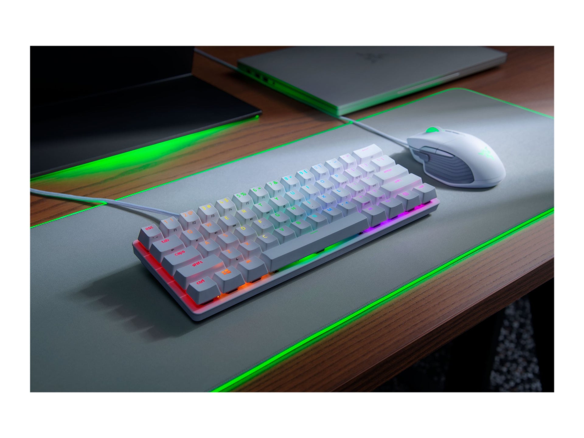 Razer Huntsman Mini - Teclado - retroiluminación - USB - EE. UU. - interruptor: Razer Clicky Optical Purple - mercurio