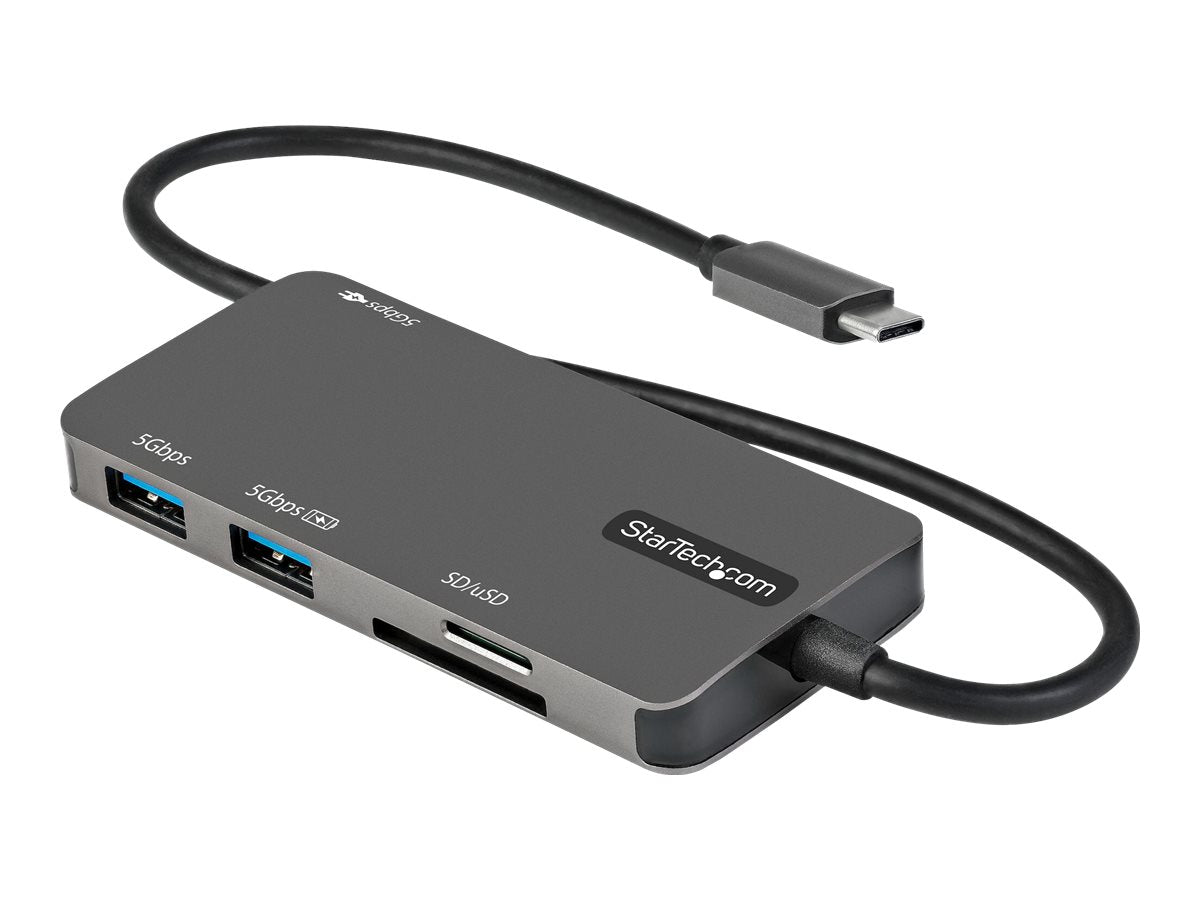 StarTech.com Adaptador Multipuertos USB C - USB C a HDMI de 4K - 100W de Entrega de Alimentación PD - SD - MicroSD - Hub Ladrón USB 3.0 de 3 Puertos - Dock USB Tipo C - con Cable de 30cm (DKT30CHSDPD) - Estación de conexión - USB-C / Thunderbolt 3 - HDMI-4