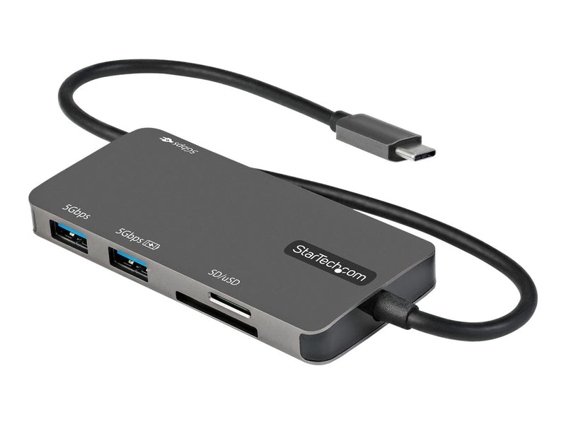 StarTech.com Adaptador Multipuertos USB C - USB C a HDMI de 4K - 100W de Entrega de Alimentación PD - SD - MicroSD - Hub Ladrón USB 3.0 de 3 Puertos - Dock USB Tipo C - con Cable de 30cm (DKT30CHSDPD) - Estación de conexión - USB-C / Thunderbolt 3 - HDMI-4
