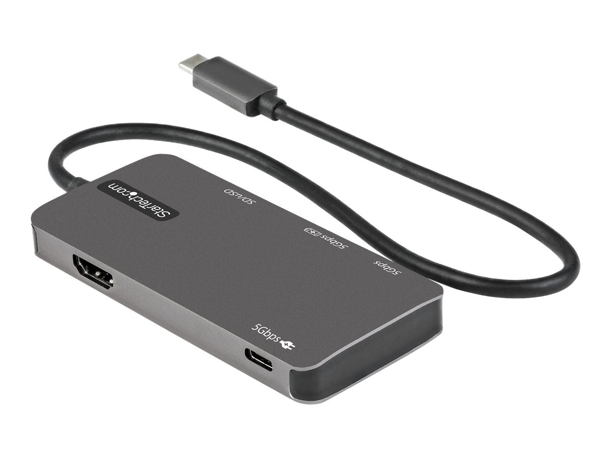 StarTech.com Adaptador Multipuertos USB C - USB C a HDMI de 4K - 100W de Entrega de Alimentación PD - SD - MicroSD - Hub Ladrón USB 3.0 de 3 Puertos - Dock USB Tipo C - con Cable de 30cm (DKT30CHSDPD) - Estación de conexión - USB-C / Thunderbolt 3 - HDMI-5