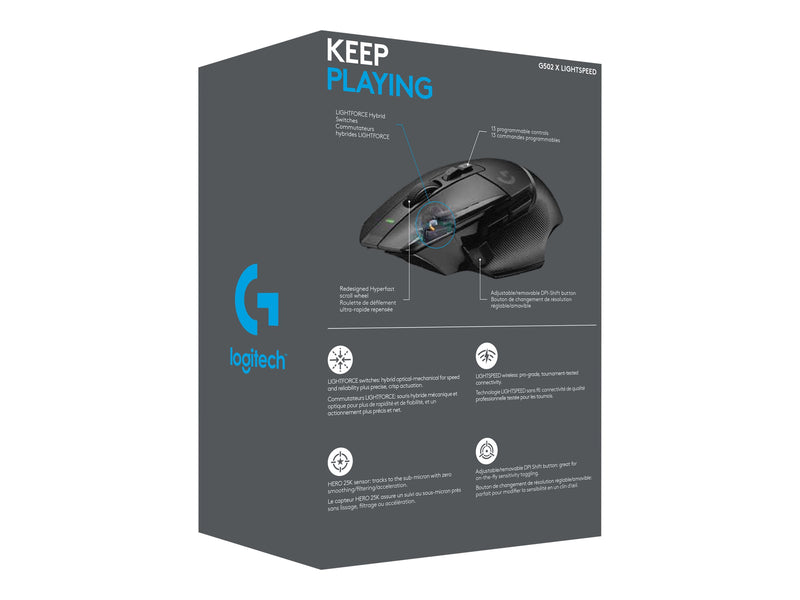 Logitech G G502 X LIGHTSPEED - Ratón - óptico - inalámbrico - 2.4 GHz - receptor USB de Logitech LIGHTSPEED - negro-4
