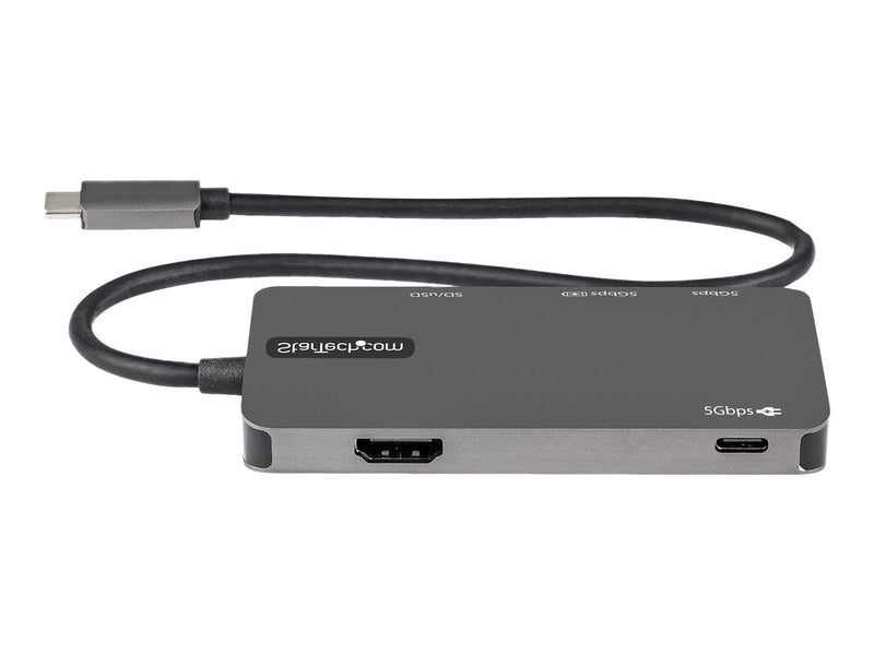 StarTech.com Adaptador Multipuertos USB C - USB C a HDMI de 4K - 100W de Entrega de Alimentación PD - SD - MicroSD - Hub Ladrón USB 3.0 de 3 Puertos - Dock USB Tipo C - con Cable de 30cm (DKT30CHSDPD) - Estación de conexión - USB-C / Thunderbolt 3 - HDMI-1