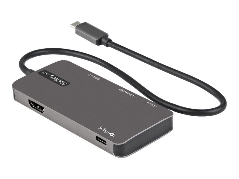 StarTech.com Adaptador Multipuertos USB C - USB C a HDMI de 4K - 100W de Entrega de Alimentación PD - SD - MicroSD - Hub Ladrón USB 3.0 de 3 Puertos - Dock USB Tipo C - con Cable de 30cm (DKT30CHSDPD) - Estación de conexión - USB-C / Thunderbolt 3 - HDMI-2