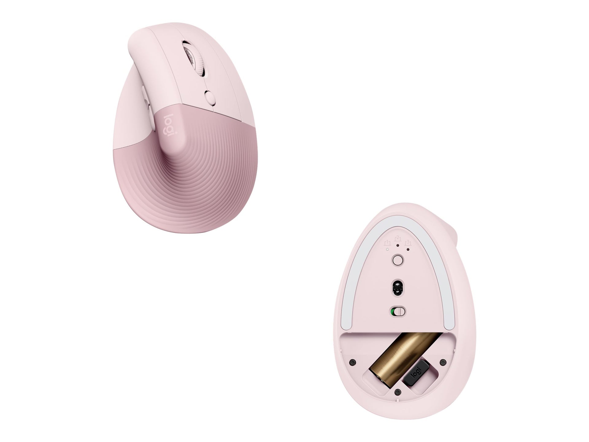 Logitech Lift Vertical Ergonomic Mouse - Ratón vertical - ergonómico - 6 botones - inalámbrico - 2.4 GHz, Bluetooth - receptor de USB Logitech Logi Bolt - rosa