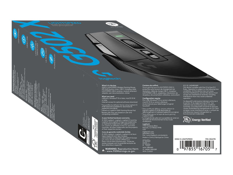 Logitech G G502 X LIGHTSPEED - Ratón - óptico - inalámbrico - 2.4 GHz - receptor USB de Logitech LIGHTSPEED - negro-10