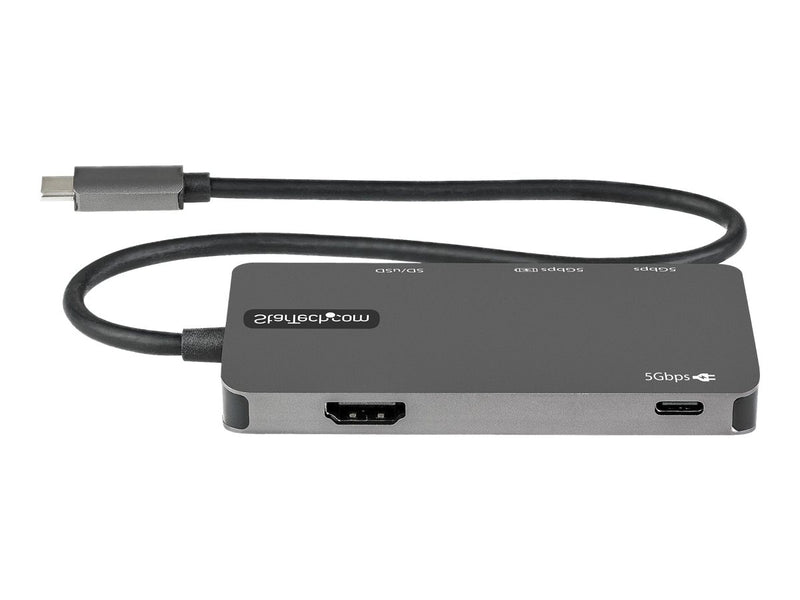 StarTech.com Adaptador Multipuertos USB C - USB C a HDMI de 4K - 100W de Entrega de Alimentación PD - SD - MicroSD - Hub Ladrón USB 3.0 de 3 Puertos - Dock USB Tipo C - con Cable de 30cm (DKT30CHSDPD) - Estación de conexión - USB-C / Thunderbolt 3 - HDMI-3