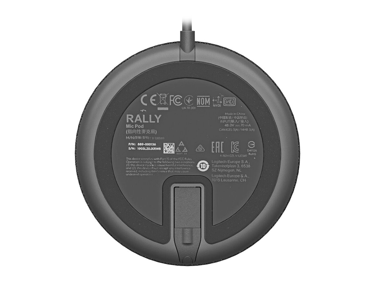 Logitech Rally Mic Pod - Micrófono - para Rally, Rally Plus, Rally Bar, Rally Bar Mini