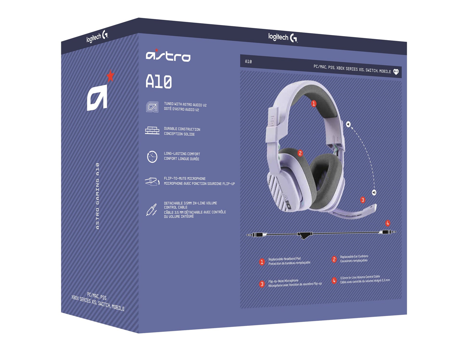 ASTRO Gaming A10 Gen 2 - Auricular - tamaño completo - cableado - lila-5