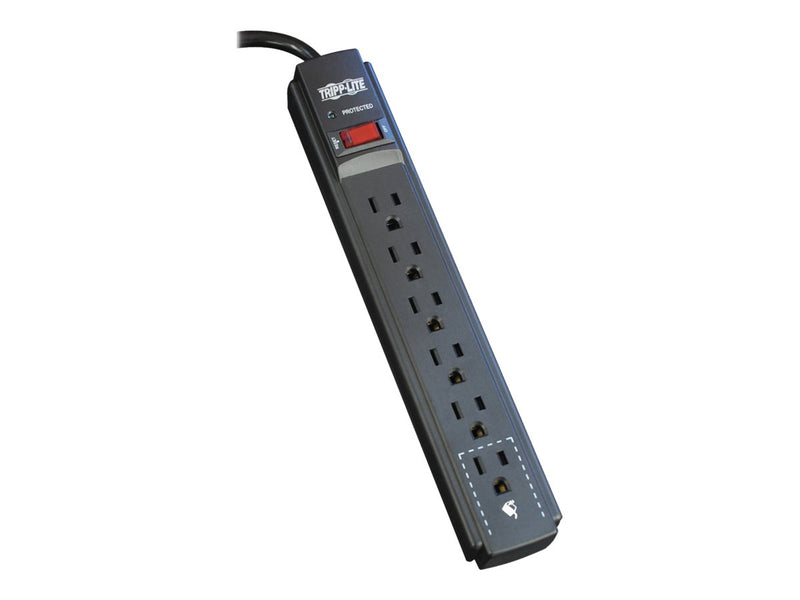 Eaton Tripp Lite Series Surge Protector Power Strip 120V 6 Outlet 6' Cord 790 Joule Black - Protector contra sobretensiones - 15 A - CA 120 V - conectores de salida: 6 - negro - para P/N: CLAMPUSBLK, CLAMPUSW-2