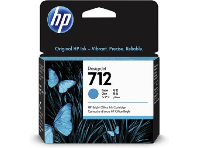HP 712 - 29 ml - cián - original - DesignJet - cartucho de tinta - para DesignJet Studio, T210, T230, T250, T630, T650-1