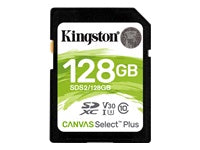 Kingston Canvas Select Plus - Tarjeta de memoria flash - 128 GB - Video Class V30 / UHS-I U3 / Class10 - SDXC UHS-I