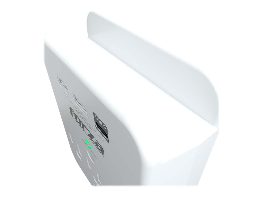 Forza FWT-331USBC - Protector contra sobretensiones (montaje en pared) - CA 125 V - 1875 vatios - conectores de salida: 3 - blanco