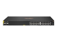HPE Aruba 6100 24G Class4 PoE 4SFP+ - Conmutador - Gestionado - 24 x 10/100/1000 (PoE+) + 4 x 1 Gigabit / 10 Gigabit SFP+ - flujo de aire de lado a lado - montaje en rack - PoE+ (370 W)