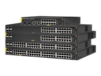 HPE Aruba 6000 24G Class4 PoE 4SFP 370W Switch - Conmutador - Gestionado - 24 x 10/100/1000 (PoE+) + 4 x Gigabit SFP - flujo de aire de lado a lado - montaje en rack - PoE (370 W)