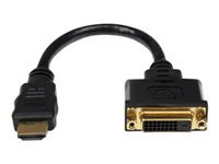StarTech.com Adaptador de 20cm HDMI a DVI - DVI-D Hembra - HDMI Macho - Cable Conversor de Vídeo - Negro - Adaptador de vídeo - HDMI macho a DVI-D hembra - 20.32 cm - blindado - negro - para P/N: BNDDKT30CAHV, CDP2DVIMM2MB, DKT30CSDHPD, DKT30CSDHPD3, DP2D
