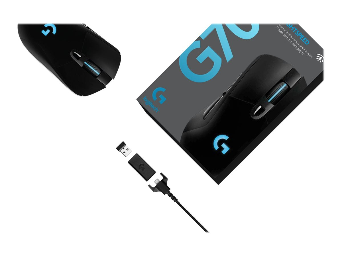 Logitech Wireless Gaming Mouse G703 LIGHTSPEED with HERO 25K Sensor - Ratón - óptico - 6 botones - inalámbrico, cableado - 2.4 GHz - receptor inalámbrico USB