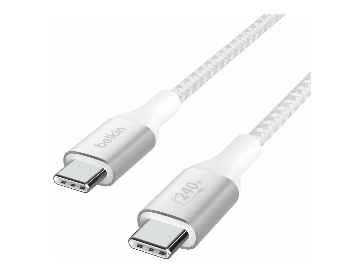 Belkin BoostCharge - Cable USB - 24 pin USB-C (M) a 24 pin USB-C (M) - USB 2.0 - 2 m - compatible con hasta 240 W de potencia - blanco