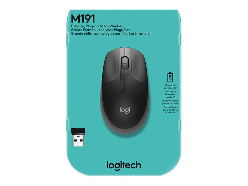 Logitech M190 - Ratón - óptico - 3 botones - inalámbrico - receptor inalámbrico USB - carbón-9
