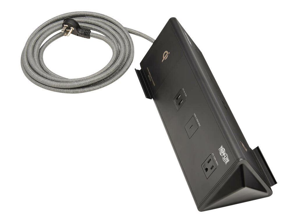 Eaton Tripp Lite Series Safe-IT 6-Port USB Charging Station - 2x USB-C 60W, 4x USB-A, 2x 5-15R, Wireless Charging, 1000 Joules, 10 ft. Cord, Antimicrobial Protection - Estación de carga - 12 A - CA 120 V - conectores de salida: 2 - negro