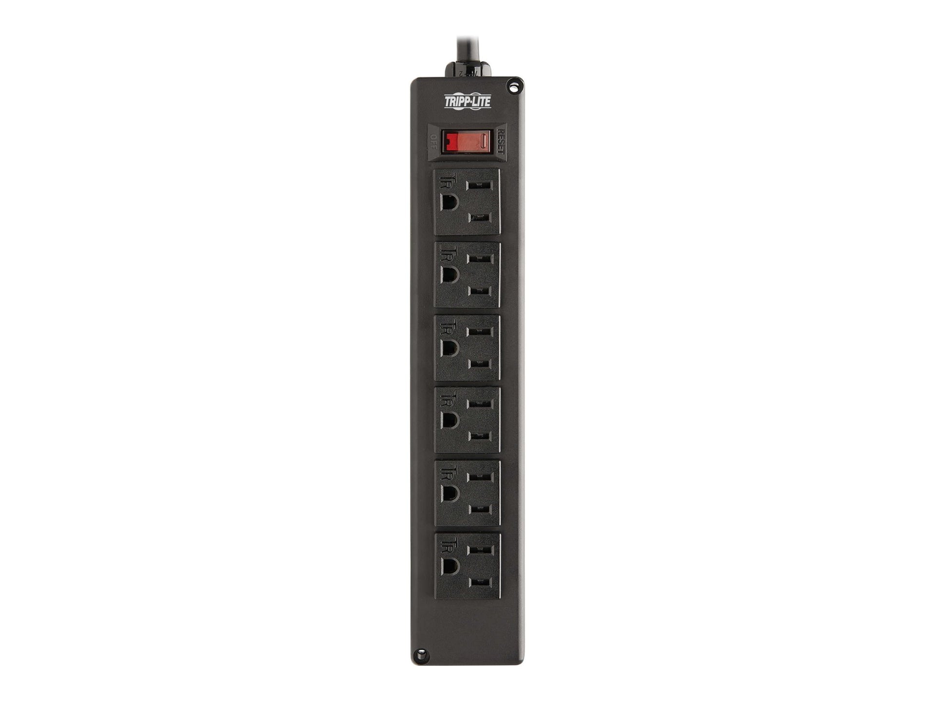 Eaton Tripp Lite Series Safe-IT 6-Outlet Surge Protector - 10 ft. Spiral Cord, 5-15P Plug, 300 Joules, Antimicrobial Protection, Black - Protector contra sobretensiones - 15 A - CA 120 V - conectores de salida: 6 - 3.05 m cable - negro