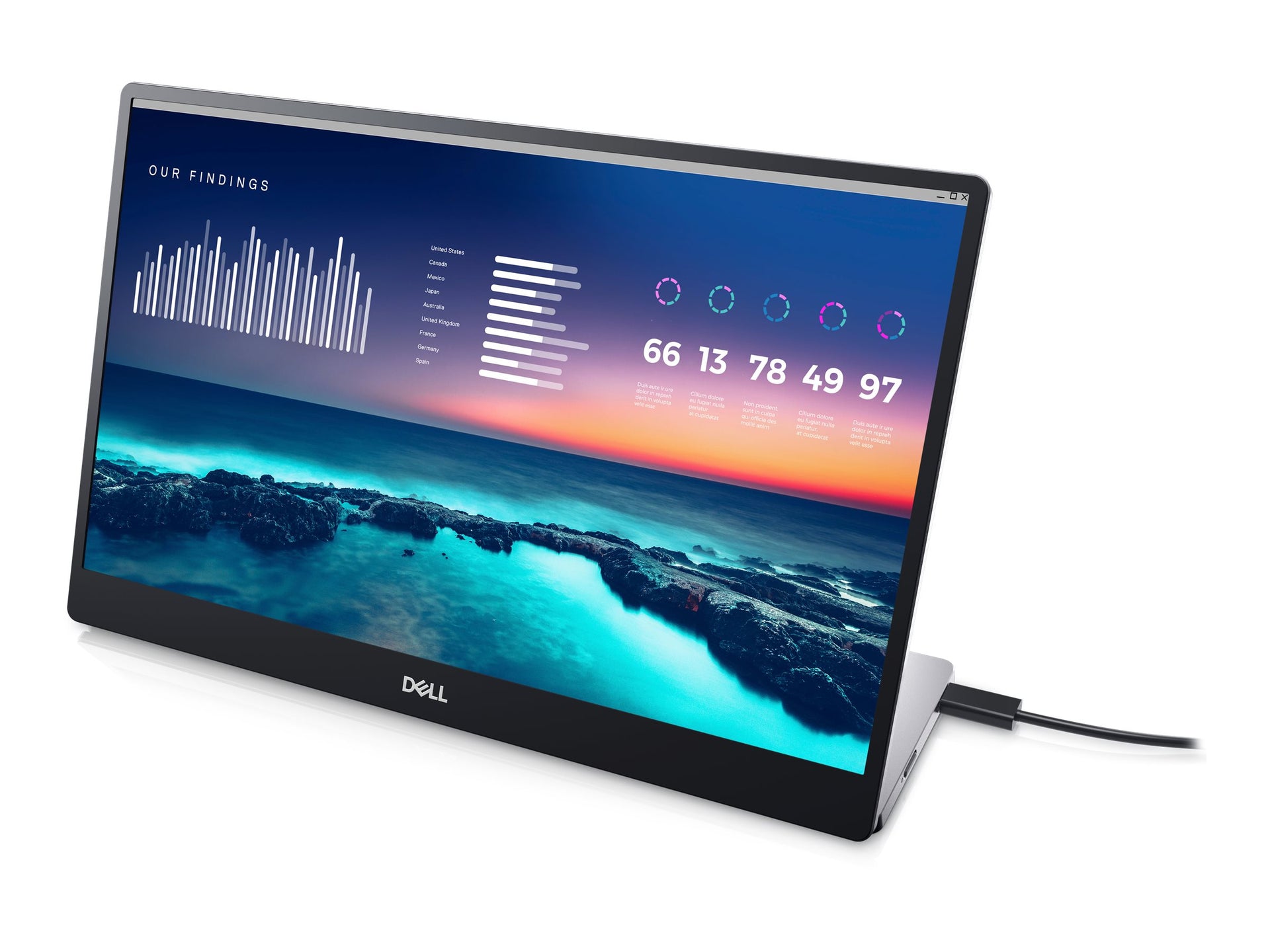 Dell P1424H - Monitor LED - 14" - portátil - 1920 x 1080 Full HD (1080p) - IPS - 300 cd/m² - 700:1 - 6 ms - 2xUSB-C - BTO - con 3 años de servicio de intercambio avanzado y garantía de hardware limitada