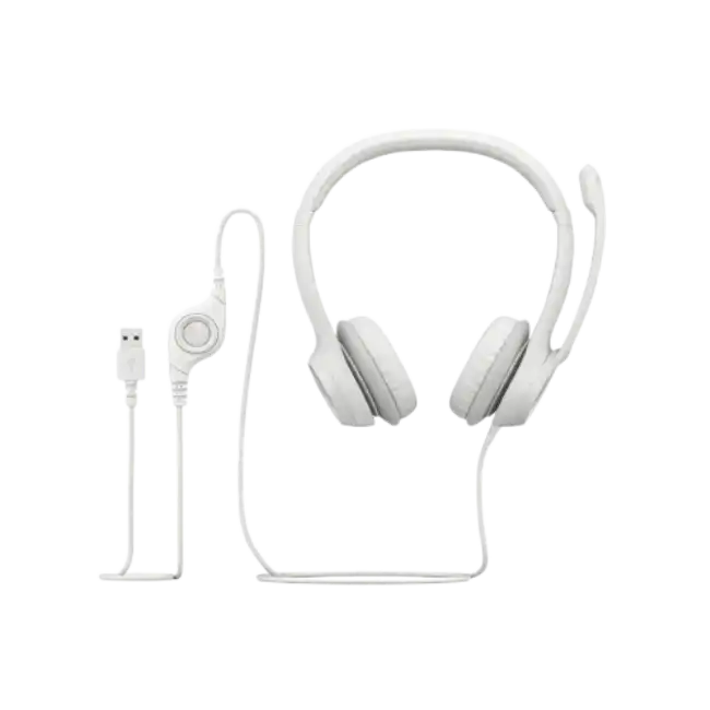 Logitech H390 Wired Headset for PC/Laptop, Off-white - Auricular - en oreja - cableado - USB-A - blanco hueso