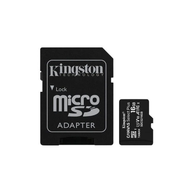 TARJETA MICROSD 16GB MICROSDHC CANVAS SELECT 80R CL10 UHS-I CARD CON ADAPTADOR KINGSTON