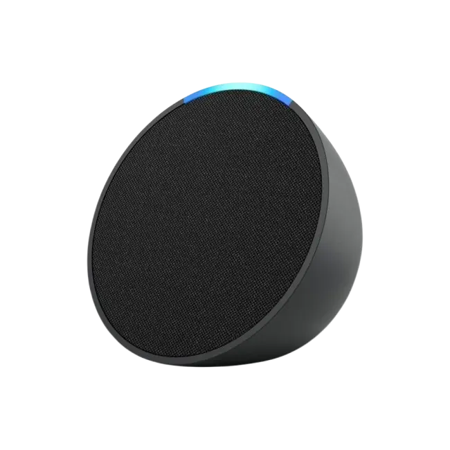 Combo Amazon Bocina Echo Pop Color Cabon y Smart Plug Para Automatizar el Hogar