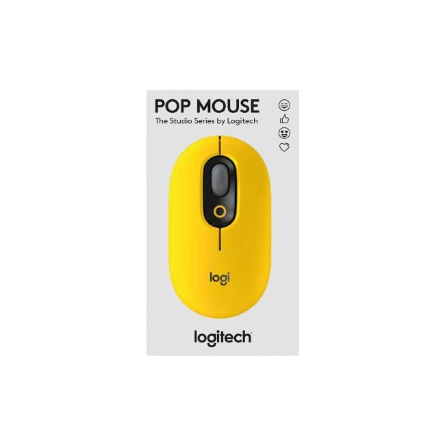 Mouse Logitech Pop Con Emoji Personalizado 4 Botones Inalambrico Bluetooth Color Amarillo