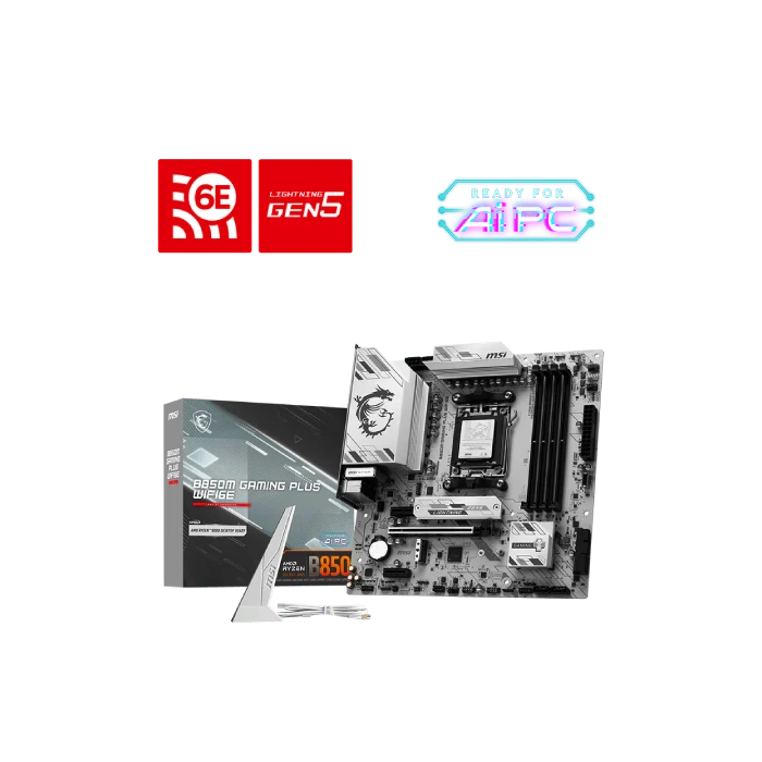 TARJETA MADRE MSI B850M GAMING PLUS WIFI6E AM5 MICRO-ATX DDR5 911-7E81-001 BLANCO