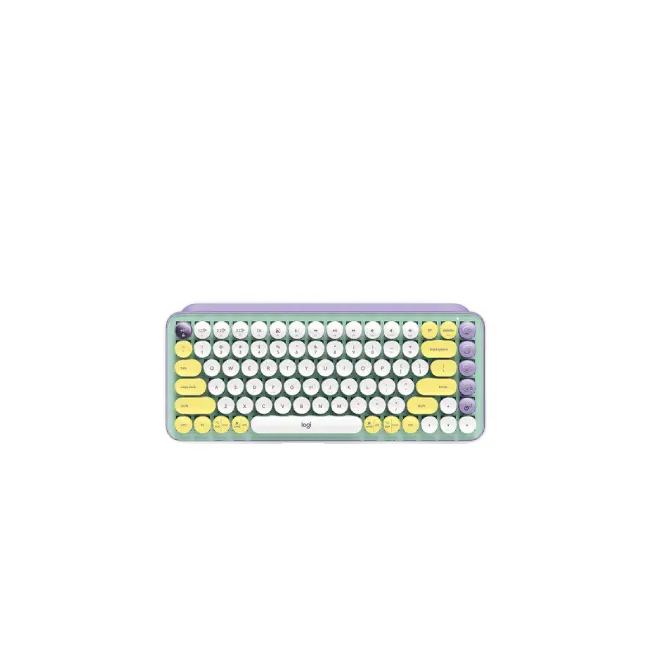 Teclado Logitech Pop Keys Inalambrico USB Bluetooth Ergonomico Mecanico Color Lila con Menta