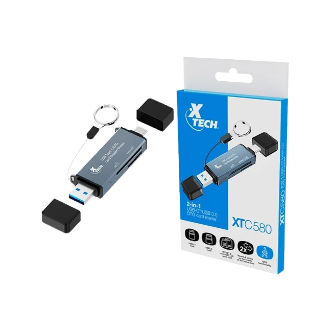 Xtech XTC-581 - Card reader - SD / MicroSD - USB 3.0/USB-C - - OTG card reader-1