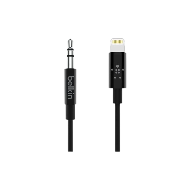 Belkin - Cable de Lightning a conector de auriculares - Lightning macho a mini-phone stereo 3.5 mm macho - 91.4 cm - negro
