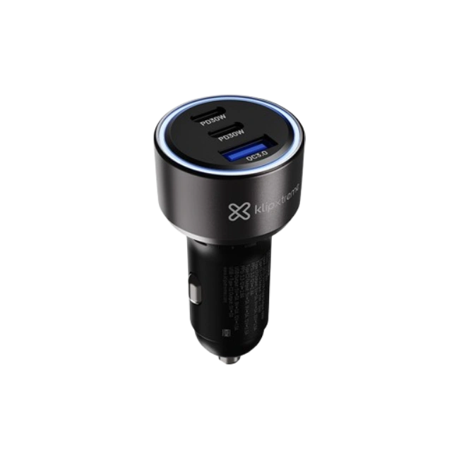 Klip Xtreme KCC-060 - Car power adapter - 60 Watt - 2 x 24 pin USB-C / 9 pin USB Type A - Cellular phone / Tablet - Car - Para Smartphones, tablets, small devices-1