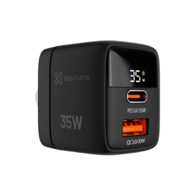 Klip Xtreme - Power converter / charger - 35 Watt - 24 pin USB-C / 9 pin USB Type A - Cellular phone / Tablet - Wall - Para Smartphones, tablets, small devices-1